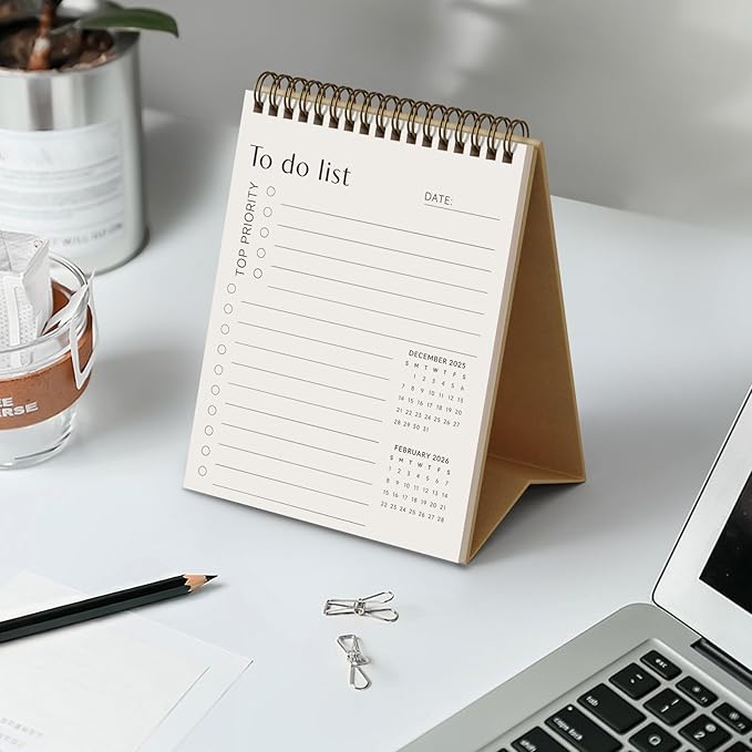 Jotsome Desk Calendar 2026-2027, Small Standing Flip Desktop Calendar From Now to June 2027 for Home and Office, Easy Organizing, Gift for the Holidays (Yellow, Small)