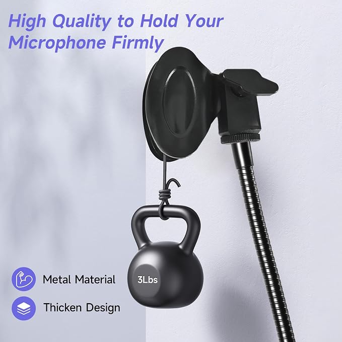 2 in 1 Quick-Release Microphone Holder, Gooseneck Microphone Stand Holder Compatible with Shure/Fifine / AT2020 / Pyle/Blue Snowball/Razer for Lectern Meetings Lectures Pulpit Streaming Gaming Studio
