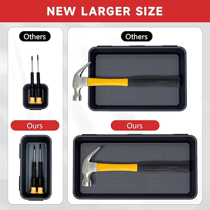 Tool Box Organizer Tray, 60 PCS & 5 Sizes, Black and Red | Heavy-Duty ABS Plastic, Interlocking Design Desk Drawer Organizer, Toolbox Organization Storage for Rolling Tool Chest
