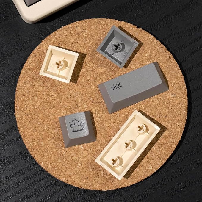 PBT Cute Cat Keycaps, 143 Keys Custom Cherry Profile Keycap, Yellow Dye-Sublimation Keyboard Caps for Cherry MX Switches Mechanical Gaming Keyboard