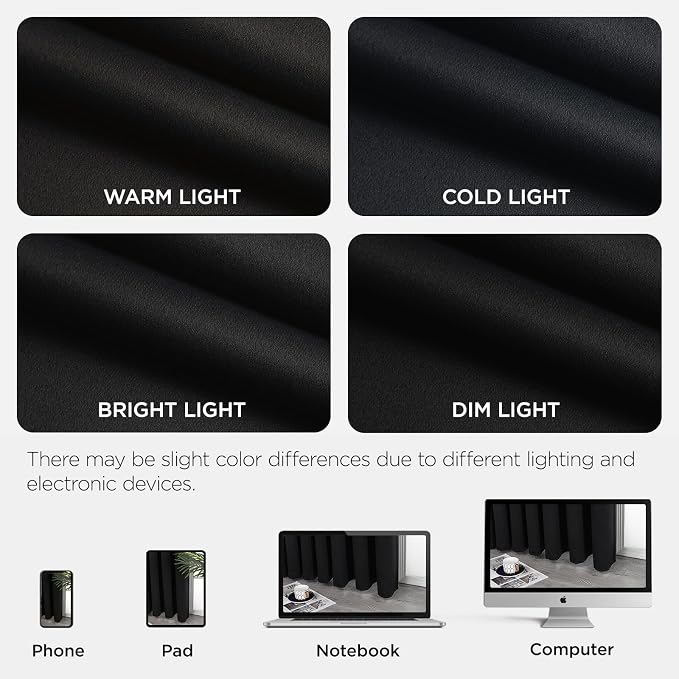 Joydeco Blackout Door Curtain for Doorway Privacy 84 Inches Long, Grommet Closet Curtain for Open Closet, Room Divider for Bedroom Living Room (Black, 52Wx84L, 1 Panel)