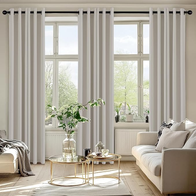 MIULEE Blackout Curtains for Bedroom Living Room 2 Panels, Thermal Insulated Room Darkening Drapes Grommet Noise Reducing Light Blocking Window Treatments 84 Inches Long 40x84 Inch Natural
