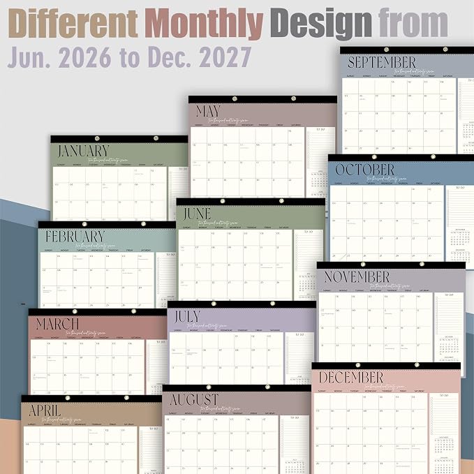Guasslee Large Desk Calendar 2026-2027, 19-Month Large Hanging Desk/Wall Calendar From 2026 June-2027 December, 17" X 22" School Year Monthly Planner With Thick Paper For Office Home School Organizing