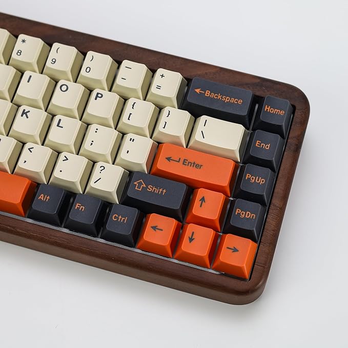 Carbon PBT Double Shot Orange Keycap Set,174 Keys Retro Custom Key Cap Keycaps 60 Percent Cherry Profile Keycaps for 61/64/68/84/87/100/104/108 Mechanical Keyboard