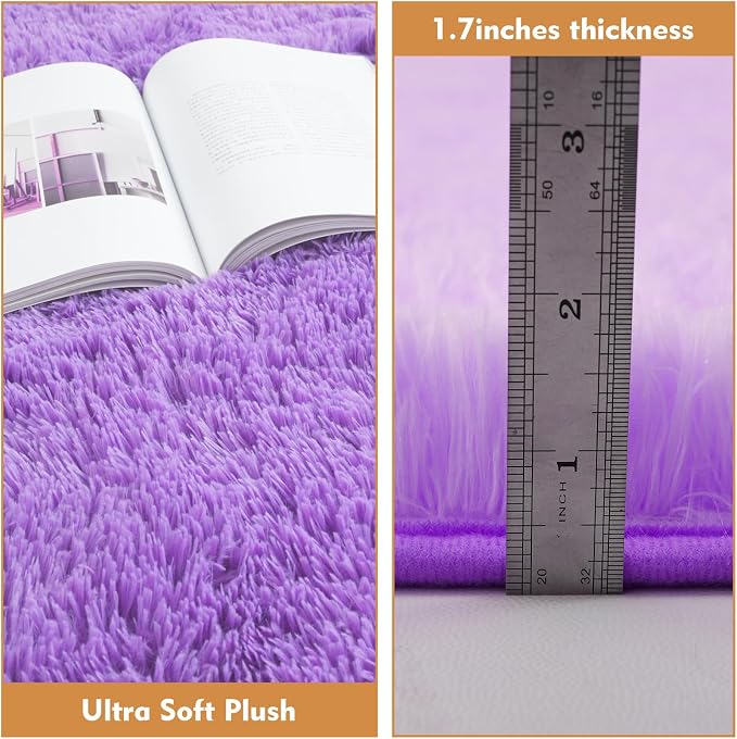 Super Soft Circle Rugs for Girls Princess Castle Toddlers Play Tent 3 Diameter Circular Area Rugs for Bedroom Home Decor Round Shag Playhouse Carpets(Φ3, Purple)