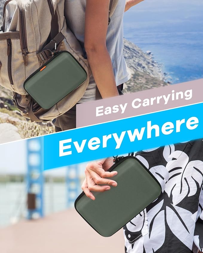 Large Classic Army-Green Case - Hard Shell Electronic Organizer Travel Carrying Case - Shockproof Electronic Accessories Storage Pouch Bag for Game Drive, Hard Disk, Power Bank, Charger