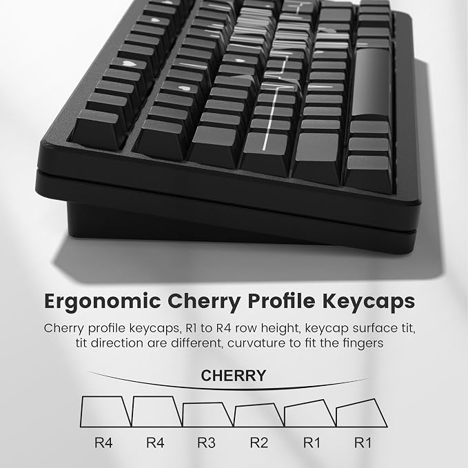 Cherry Profile Custom Keycaps, Heart Design PBT Keycap Set with Dye Sublimation, Side Printed Key Caps Suitable for Cherry Gateron MX Switches Mechanical Keyboard & 130 pcs - Black