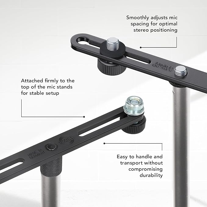 K&M König & Meyer 23550.500.55 Microphone Bar | Adjustable Positioning for Two Mics or Booms | 5/8“ Thread Stand Connector | Professional Choice Made in Germany Black