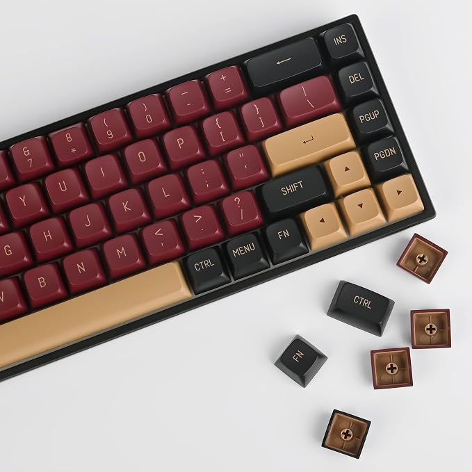 Fogruaden PBT Red Samurai Keycaps, 160 Keycap Set Double Shot Keycaps, CSA Profile, Custom Keycap for Mechanical Keyboard