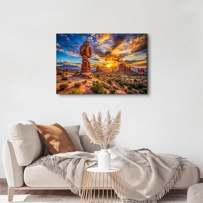 Sunrise Arch Canyon lands Canvas Wall Art for Living Room National Park Landscape Pictures for Bedroom Wall Decor Rustic Desert Rock Poster Large Artwork Modern Home Office Decoration 24x36"