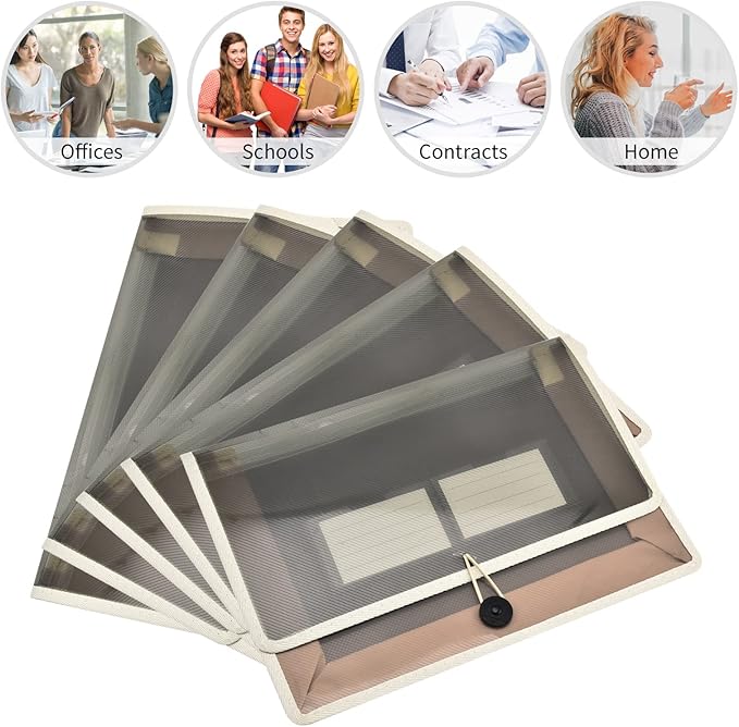 Expanding File Folder Document Organizer with Elastic Cord & Button Closure, Letter Size, 2.8" Expansion, Letter A4 Expandable File Folder for Home School Office Organization, 5 Pack