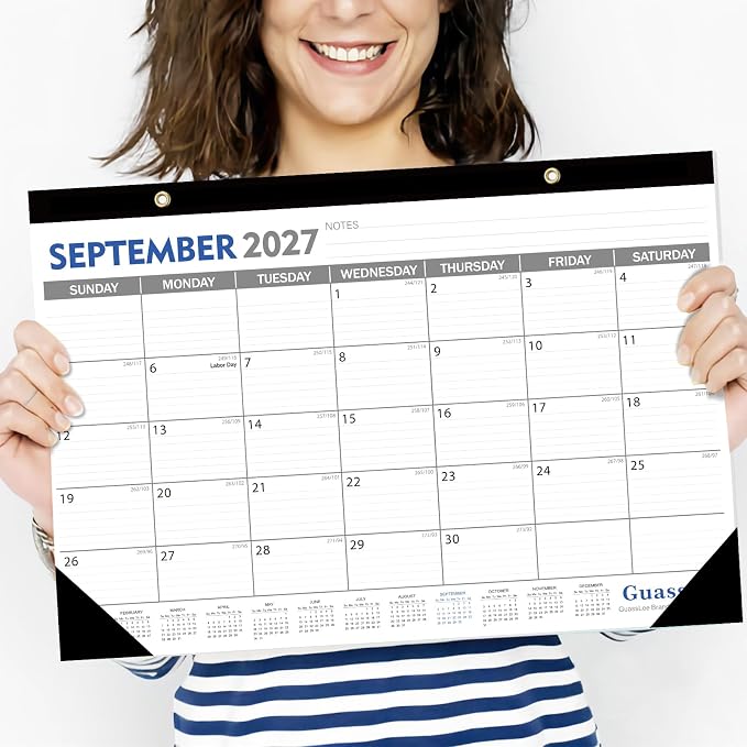 GuassLee Desk Calendar 2026-2027 - 19 Monthly Desktop Calendar 17" x 11.5" Medium Size Runs from Jun. 2026-Dec. 2027 with Julian Dates for Students Family Office Easy Planning