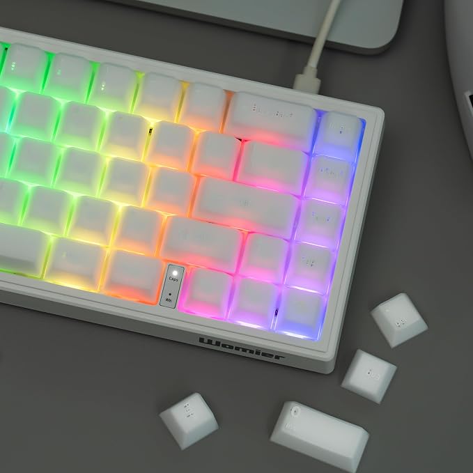 dagaladoo Keyboard keycaps Set, Double Shot PBT keycaps,Cherry Profile Custom Key caps 60 65 75 100 Percent for Cherry-mx Full Size Retro Mechanical Keyboard,White Jade