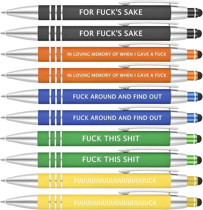 Office Funny Ballpoint Pens - Vibrant Color With Fun Novelty Pens,Office Stationary, Gag Gift, Funny Gift,Black Ink (Fresh out of Fucks Pens)