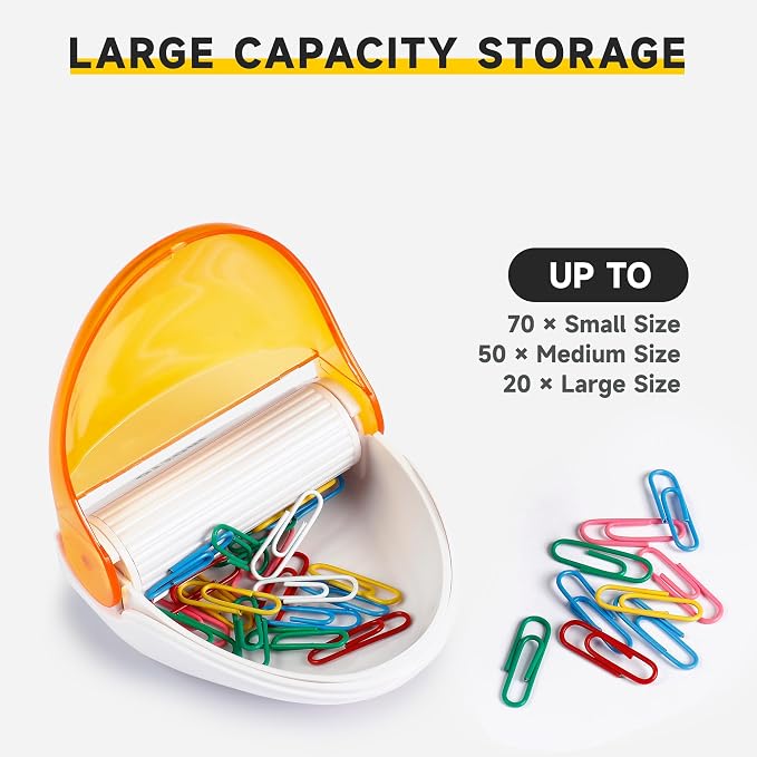 Magnetic Paper Clip Holder for Desk (Orange, Paperclips Holder)