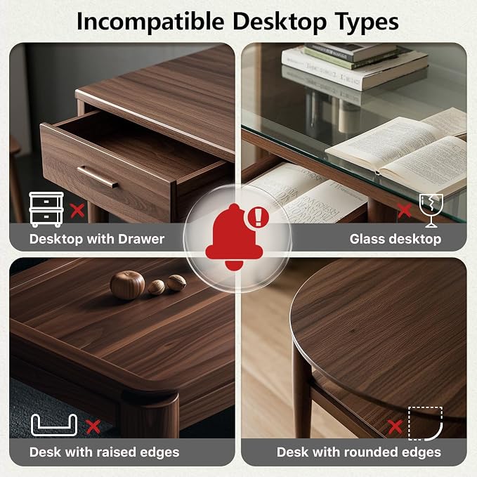 15.7"×7.5" Clamp-on Desk Extender, Monitor and Laptop Riser | Heavy-Duty Side/Top Desk Organizer Shelf, Adjustable Desktop Storage for Office Accessories, Light Wood