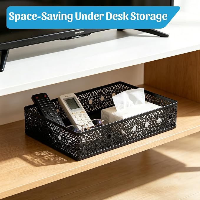Letter Desk Tray Organizer, Metal Mesh File Basket for Office Home | Decoration Drawer Trays, Large Capacity Heavy-Duty Storage Box, Desktop Bin for Document, A4 Printer Paper, Mail, Paperwork