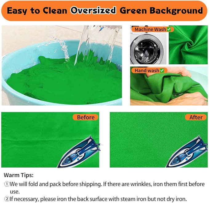 Green Screen Backdrop 10 x 20 ft, Photography Greenscreen Background for Streaming, 3 x 6M Photo Studio 100% Pure Polyester Collapsible Green Backdrop Background for Video Recording