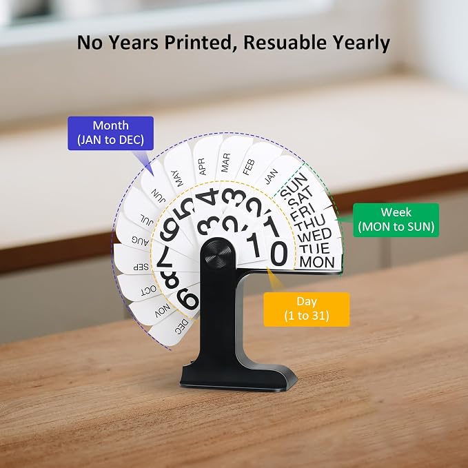 Desk Calendar Standing Flip, Creative Perpetual Flip Calendar, Durable PP Material Daily Desktop Calendar with Large Display, Simple Sleek Desk Accessories for Home Office Decor, Black
