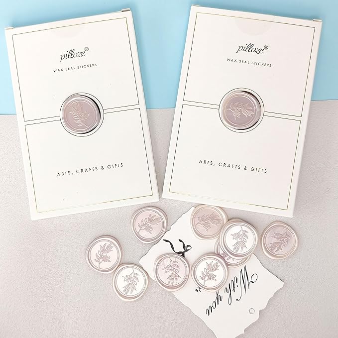 50Pcs Champagne Self-Adhesive Wax Seal Stickers - Wax Seal Perfect for Wedding Invitation or Envelope Good Adhesion and Easy to Use, Wedding Invitation Accessories