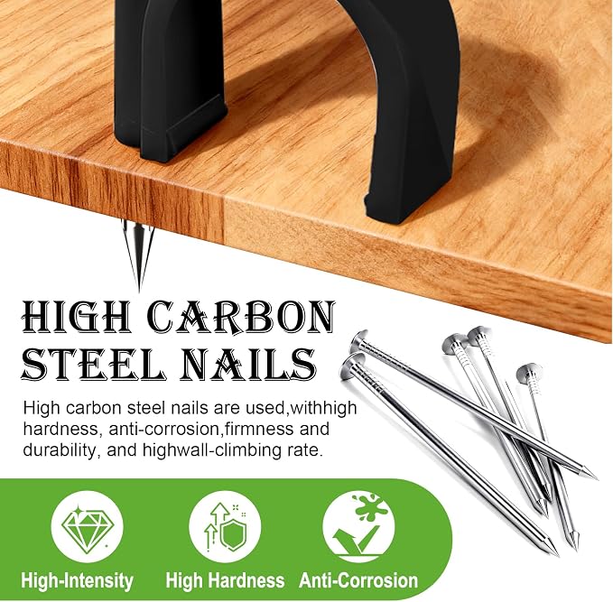 mxuteuk 630PCS Cable Clips with Steel Nails,4/5/6/8/10mm Round and 5/6mm Square Black Cable Wire Clips,Wall Clips for Cords,Cable Cord Clips for RG6 RG59 CAT6 RJ45