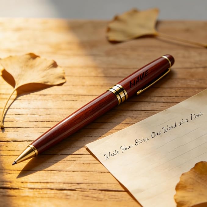 Personalized Ballpoint Engraved Pen with Name Engraved, Elegant Executive Gift for Men Women Boss Teacher Coworker Father's Day Birthday Anniversary (Beech wood color)