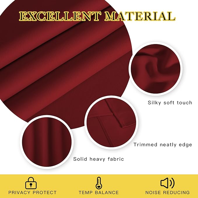 NICETOWN Blackout Curtains 54 Inches Long, Thermal Insulated Room Darkening Curtains for Bedroom, Window Treatment Drapes for Living Room Nursery (W66 x L54 Inch, Burgundy Red, 1 Panel)