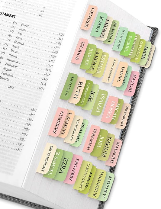 Bible Tabs for Women & Men, Bible Tab for Study Bible, Large Print Bible Tabs for Easy Navigation, Bible Index Tab, 66 Tabs Old & New Testament, Extra 9 Blank Tabs - Waterlily Garden