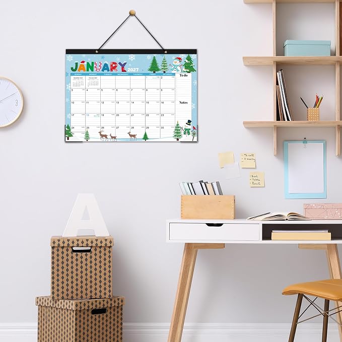 Desk Calendar 2026-2027 - Desk/Wall Calendar 2026-2027, 17"×12", Jul.2026 - Dec.2027, 18 Monthly Calendar 26-27 with Corner Protectors - 12 Different Themes