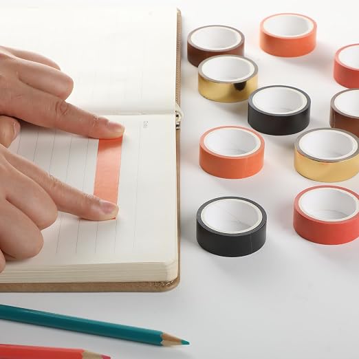 Mr. Pen- Washi Tape Set, 10 Rolls, 5 Yards/Roll, Washi Tape for Scrapbook | Arts, Crafts, Journals and Planners, Fiery Horizon