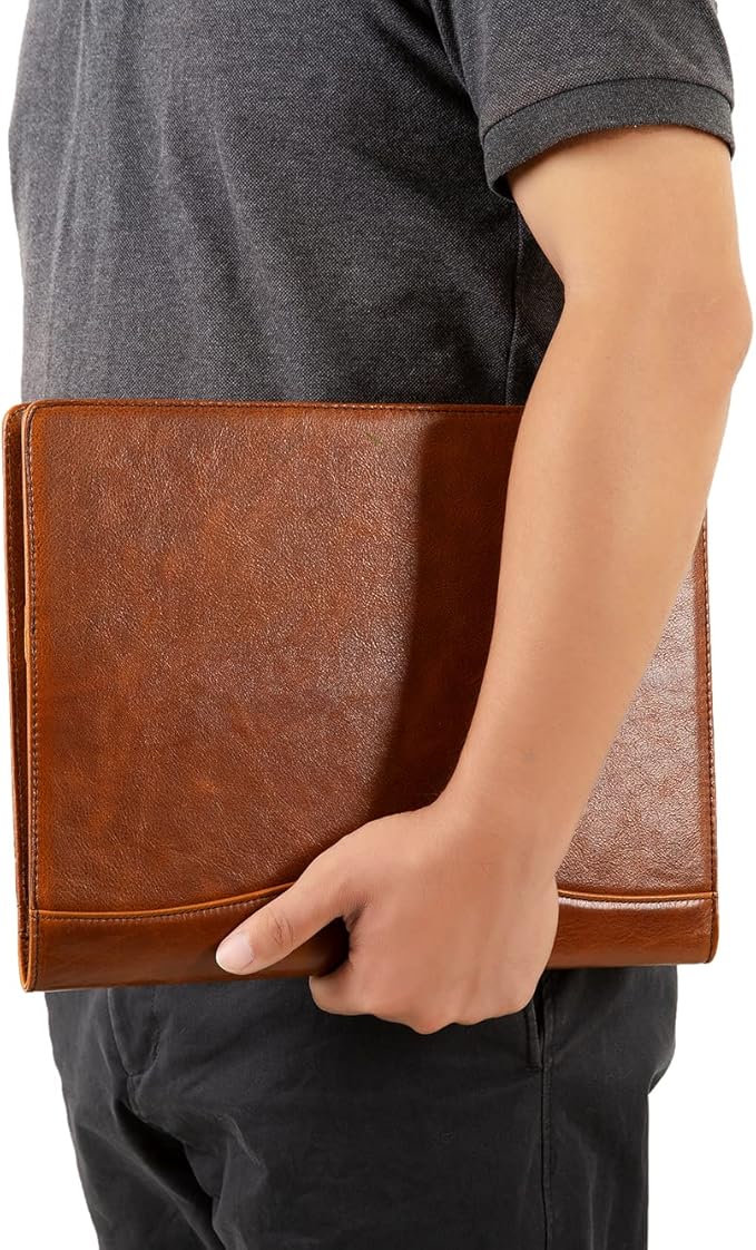 DUKE&COW Personalized Leather Portfolio for Men, Engraved Clipboard Binder, Custom Resume Padfolio Women, Christmas Gift His/Her (Clipboard, Shiny Brown-Custom)