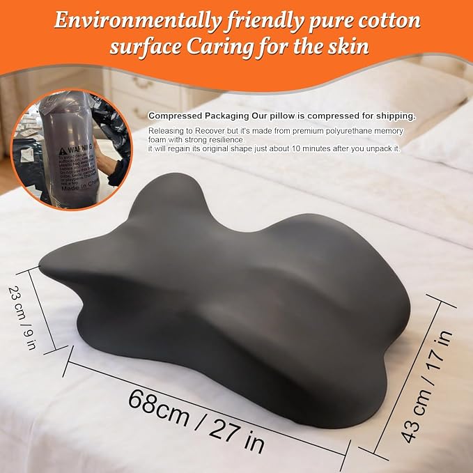 27° degree Memory Foam Ergonomic Prone Firm Couples Pillow For Intimacy | back sleeping after surgery Orthopedic Pillow