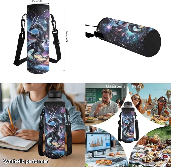 Black Dragon Backpack for Boys Girls Ages 7-10, Starry Night Elementary School Bookbag with Lunch Box 4 PCS Set, 17" H for Kids Back to School Supplies