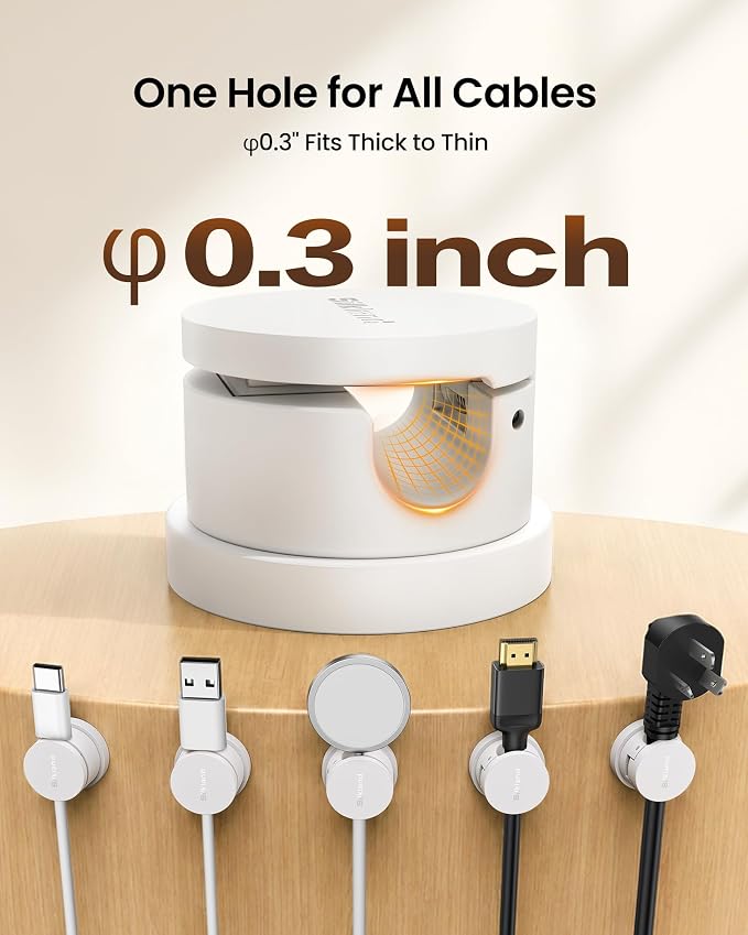 Silkland 6 Pack Snap-Lock Cable Clips, 360° Rotatable Cord Holder for Desk | Anti-Pull-Out Cord Organizer, Adhesive Phone Charger Holder Cable Management For Nightstand Wall Car, Home Office Accessories