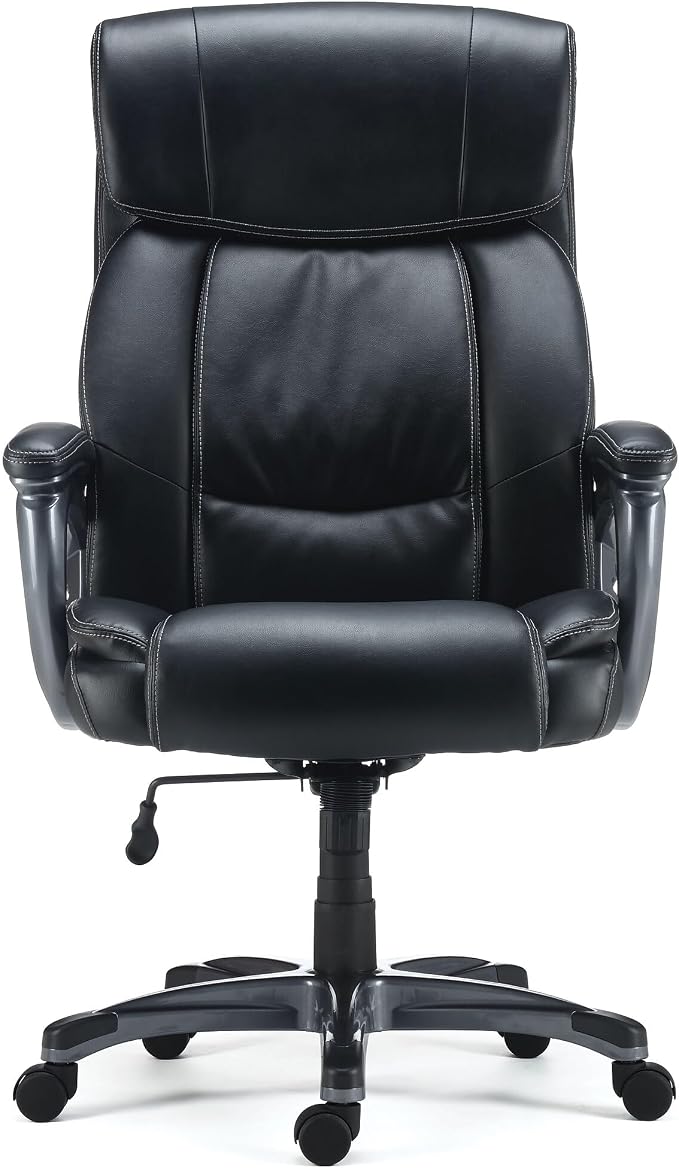 Staples Lockland Ergonomic Leather Managers Big & Tall Chair, 400 lb. Capacity, Black, 2/Pack