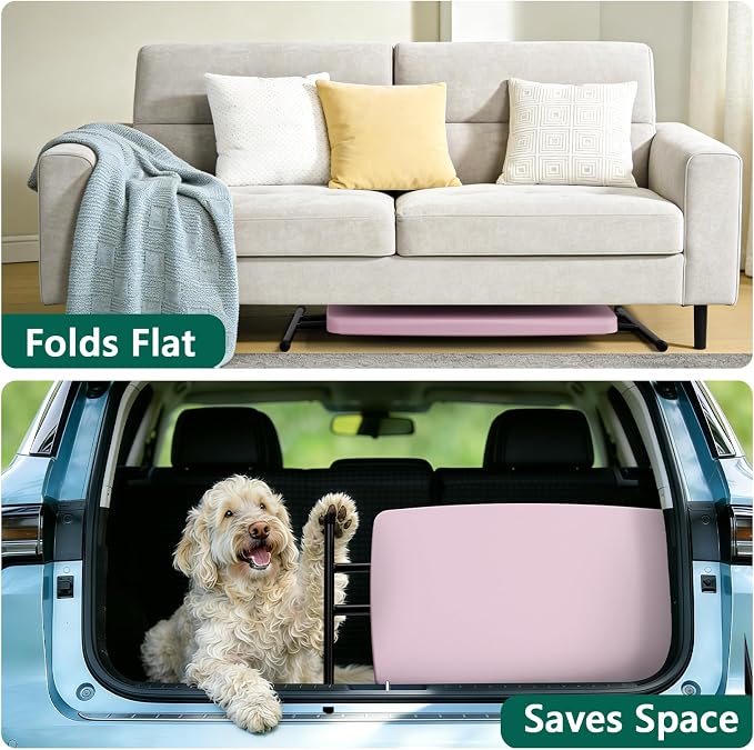 Folding Table 30 Inch - Small Desk Adjustable Height TV Tray for Laptop, Couch, Camping - Heavy Duty Utility Foldable Table for Small Spaces, No Assembly Required, Granite (Pink)