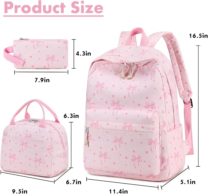 Bluboon School Backpack Set Girls Womens Laptop Bookbag Casual Daypack Fits 15 inch Laptop with Lunch Tote Bag and Pencil Bag