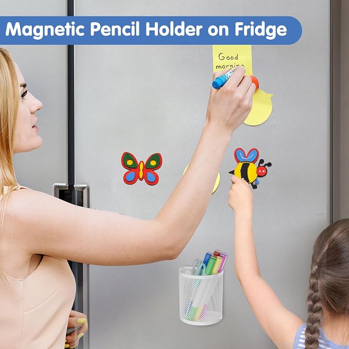 LUCYCAZ Magnetic Pencil Holder - Locker Accessories, 2 Pack Magnetic Pen Holder for Refrigerator for Home School and Office (White)