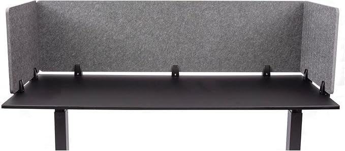 Stand Up Desk Store ReFocus Raw Clamp-On Acoustic Desk Divider Mounted Privacy Panel to Reduce Noise and Visual Distractions (Castle Gray, 59" x 16")