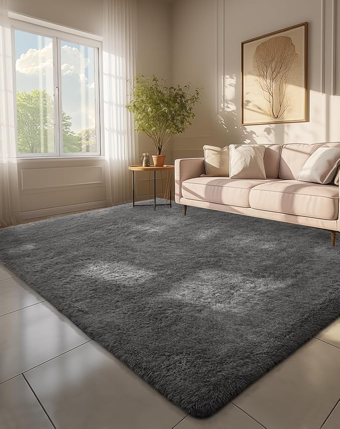 Ophanie 6x9 Area Rugs,Upgrade Non-Slip Fluffy Soft Rugs for Living Room,Large Shag Grey Fuzzy Plush Rug,Gray Shaggy Big Carpets for Bedroom,Kids Boys Girls Dorm Decor with Over 99 pcs Pile fibers