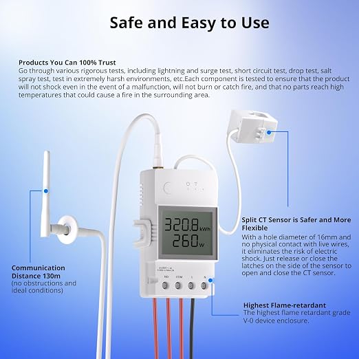 SONOFF POWCT Smart Power Meter, WiFi Connected Switch with Overload Protection, Real-Time Energy Monitoring, LCD Display, Work with Amazon Alexa/Google Home/IFTTT