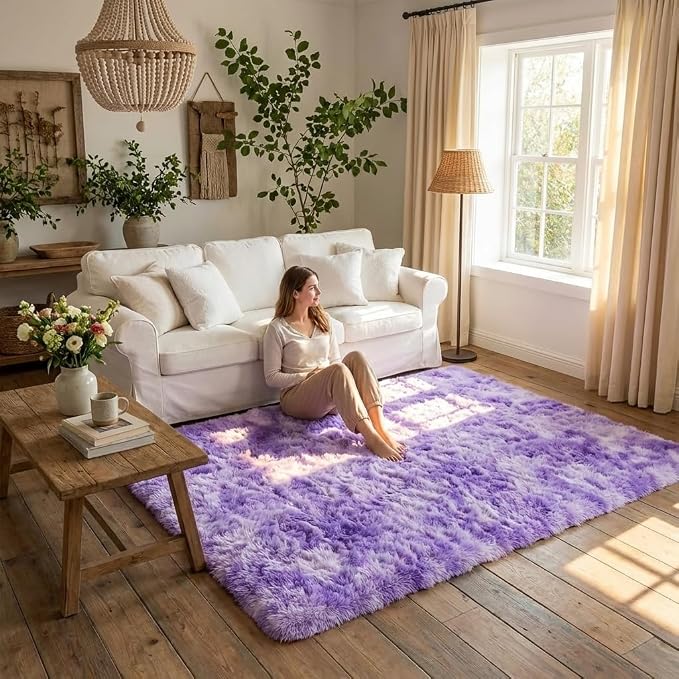 Mugorn Small Soft Shag Rugs for Bedroom, 4x6 Fluffy Area Rugs for Living Room