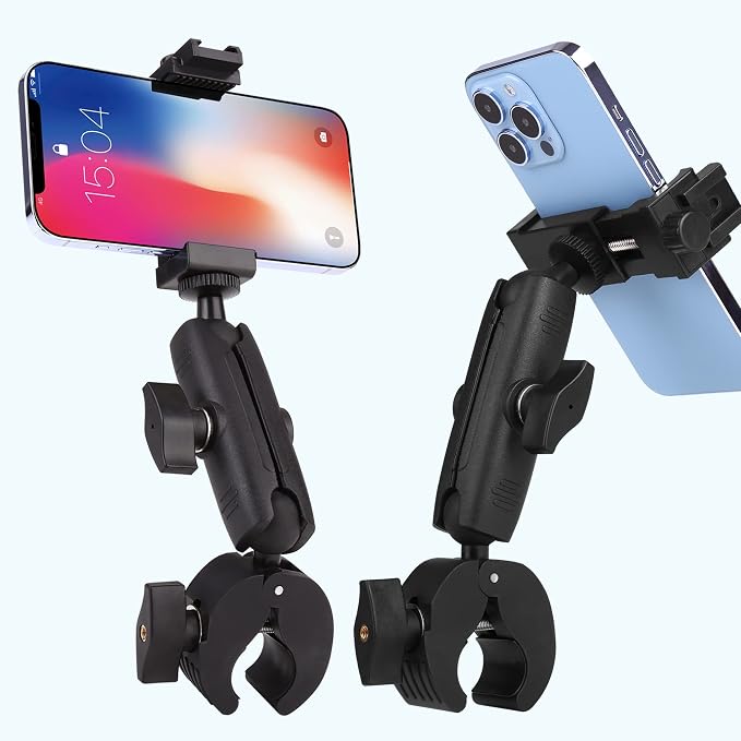 Music Boom Microphone Mic Stand Phone Holder Mount with Long Arm and Super Clamp 360° Rotation for Phone 14 13 12 11 MAX Pro Samsung Galaxy S22 S21 Google Pixel, 3.5 to 7" Smartphone