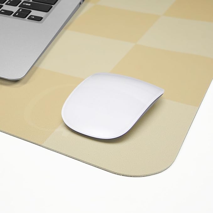 AFIING Leather Desk Mat, 31.5"x12", White Grey | Waterproof PU Leather, Non-Slip Mouse Pad, Aesthetic Desk Decor, For Home Office & Study