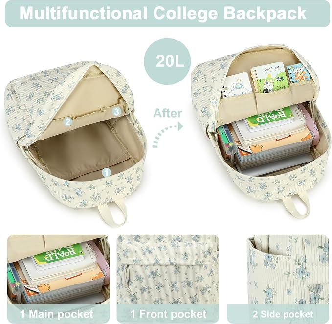 BTOOP School Backpacks for Teen Girls Bookbags Lightweight Kids Backpack School Bags Set with Lunch Box Pencil Case
