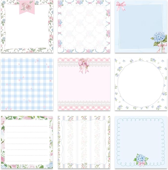 Aesthetic Sticky Notes Gifts, 9 Pack Pink Blue Aesthetic Notepads 3x3 Inch Gifts for Coworkers Students, Aesthetic Memo Pads Office School Supplies for Men Women (450 Sheets)