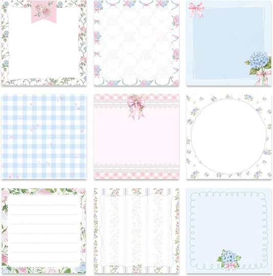 Aesthetic Sticky Notes Gifts, 9 Pack Pink Blue Aesthetic Notepads 3x3 Inch Gifts for Coworkers Students, Aesthetic Memo Pads Office School Supplies for Men Women (450 Sheets)