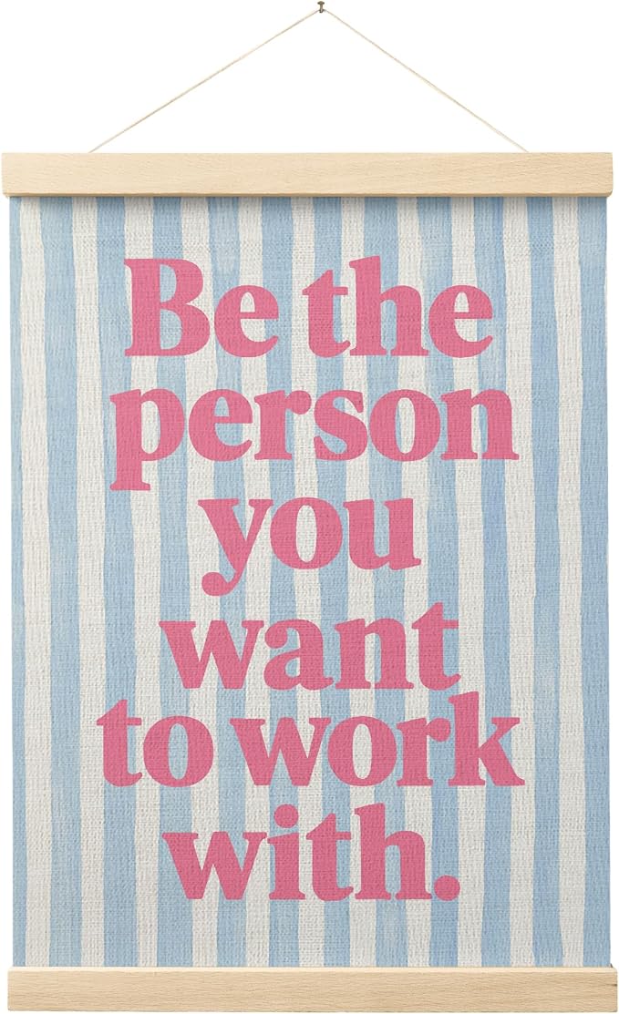 FGFK Inspirational Pink and Blue Office Wall Art Poster Hanger Frame, Be the Person You Want to Work with Motivational Teamwork Canvas Prints Framed Wall Decor for Office Workplace, 12x16 Inch