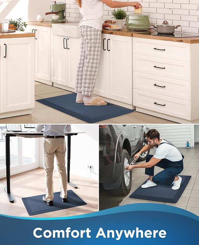 Ophanie Kitchen Mats for Floor,3/4 inch Thick,17x28 Anti Fatigue Cushioned Mat with 99+ Pairs of Anti-Slip Bottom Ridges,Kitchen Rugs,Waterproof,Comfort Ergonomic Standing Mat for Office,Home,Sink