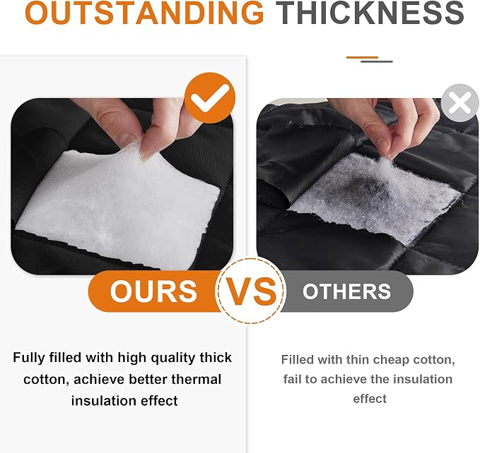 RYB HOME Summer Heat Blocking Thick Quilted Insulated Curtains, Thermal Insulated Curtains Room Divider for Energy Saving Window Treatment for Bedroom Living Room, W42 x L82, Black, 1 Panel